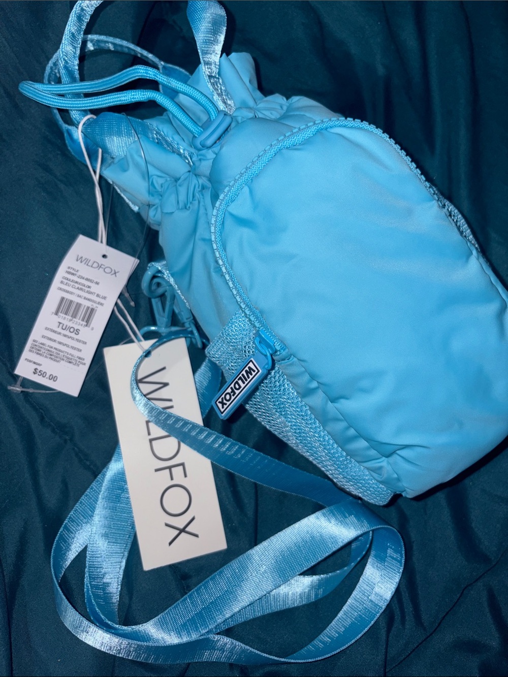 Wildfox NWT Parachute Nylon Crossbody Water Bottle Sling Bag